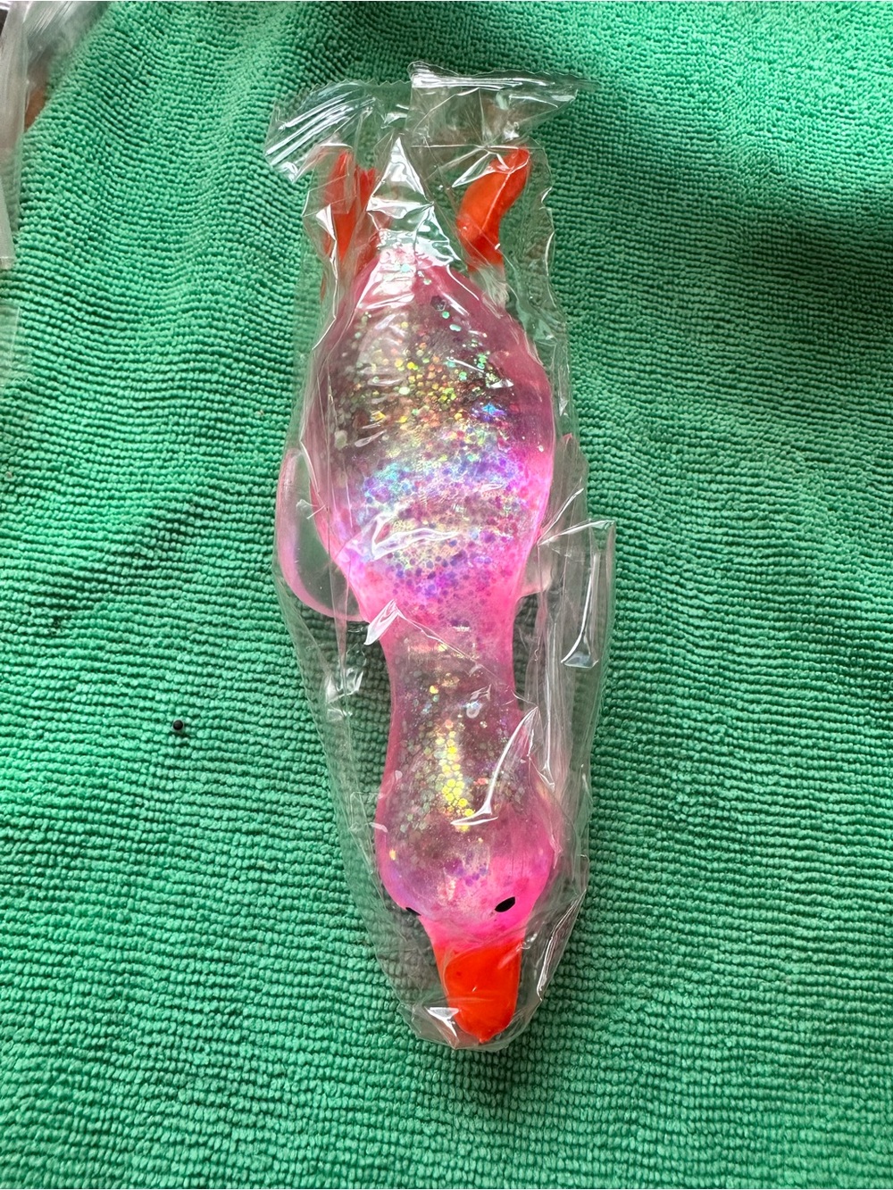 Pink Glitter Rubber Duck Toy with Orange Beak